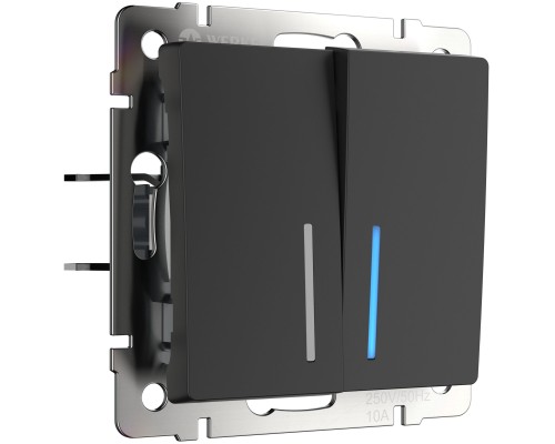 Werkel черный матовый Выключатель двухклавишный с подсв. (стар. WL08-SW-2G-LED a029878)