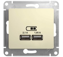 GLOSSA бежевый Розетка USB двойная 5в. 2.1А+1.05А