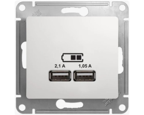 GLOSSA белый Розетка USB двойная 5в. 2.1А+1.05А