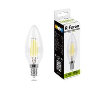 Лампа LED свеча(C37) Е14  5Вт 4000К Филамент 230V LB-58 Feron (25573)