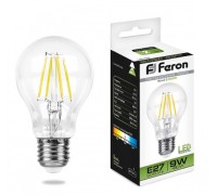 Лампа LED шар(A60) Е27  9Вт 4000К белый филамент LB-63 Feron (25632)