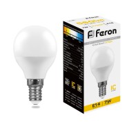 Лампа LED шар(G45) Е14  7Вт 2700К LB-95 Feron