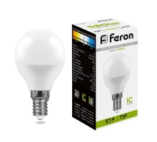 Лампа LED шар(G45) Е14  7Вт 4000К 230V LB-95 Feron