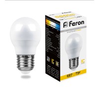 Лампа LED шар(G45) Е27  7Вт 2700К 230V LB-95 Feron