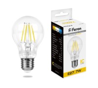 Лампа LED шар(A60) Е27  7Вт 2700К теплый филамент 230V LB-57 Feron (25569)