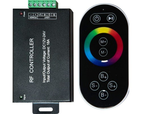 Лента LED Контроллер RGB 216/432Вт 12/24В с сенсорным черным ПДУ провод-20см (LD55) FERON
