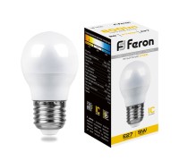 Лампа LED шар(G45) Е27  9Вт 2700К 230V LB-95 Feron