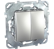 Unica Top алюминиевый Переключатель двухклавишный 10А сх.6