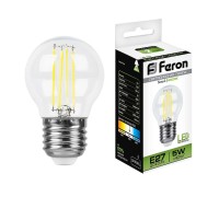 Лампа LED шар(G45) Е27  5Вт 4000К Филамент LB-61 Feron (25582)