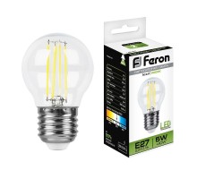 Лампа LED шар(G45) Е27  5Вт 4000К Филамент LB-61 Feron (25582)