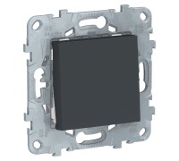 Unica New антрацит Кнопочный Выключатель одноклавишный 10А. сх.1 с суппортом