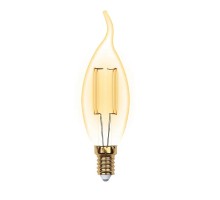 Лампа LED свеча на ветру (CW35) Е14  5Вт 2700К теплый филамент GOLDEN GLV21GO Uniel