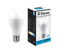 Лампа LED шар(A60) Е27 20Вт 6400К дненой (LB-98) Feron
