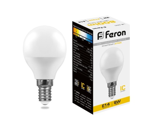 Лампа LED шар(G45) Е14 11Вт 2700К 230V LB-750 Feron