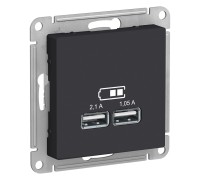 AtlasDesign карбон Розетка USB-заряд. 5В, 1,05А+2,1А