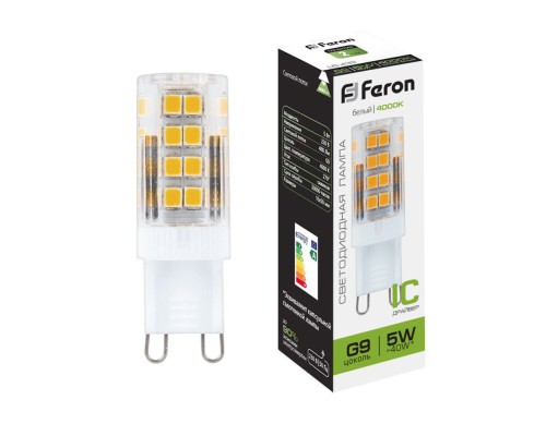 Лампа LED G9  5Вт 4000K 420Lm 230/50 Feron