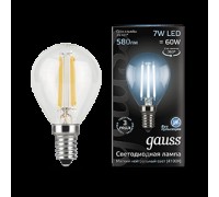 Лампа LED шар(G45) Е14  7Вт 4100К Филамент 230V Gauss Black