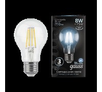 Лампа LED шар(A60) Е27  8Вт 4100К белый филамент Gauss Black