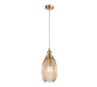 Светильник подвесной Corruga Е27, IP20, латунь/коричневый, стекло/металл (300х145) Favourite