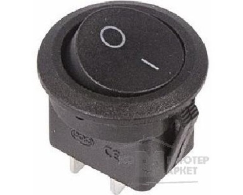 Кнопка-выключатель клавишный круглый 250V 6А (2с) ON-OFF черный REXANT