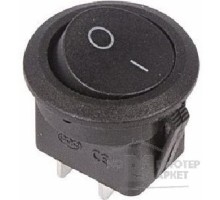 Кнопка-выключатель клавишный круглый 250V 6А (2с) ON-OFF черный REXANT