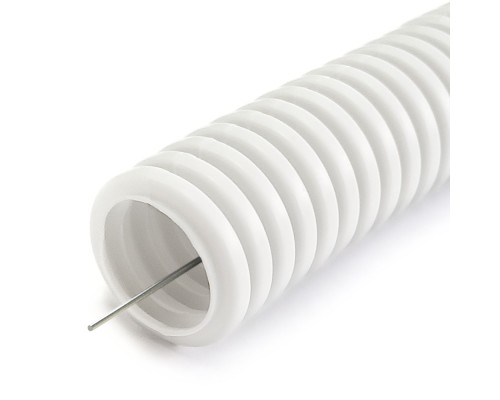 Труба гофрированная ПЛЛ 20 мм легкая 350 Н безгалогенная (HF) негорючая (НГ) белая (100м)