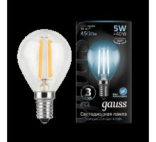 Лампа LED шар(G45) Е14  5Вт 4100К Филамент 230V Gauss Black