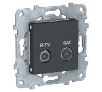 Unica New антрацит Розетка R-TV/SAT одиночная с суппортом