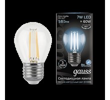 Лампа LED шар(G45) Е27  7Вт 4100К Филамент 230V Gauss Black