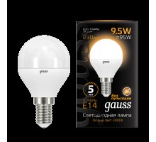 Лампа LED шар(G45) Е14  9,5Вт 3000К 890lm 230V Gauss Black