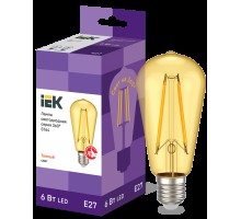 Лампа LED ST64 Е27  6Вт 2700К теплый филамент Golden ИЭК