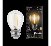 Лампа LED шар(G45) Е27  5Вт 2700К Филамент 230V Gauss Black