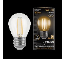 Лампа LED шар(G45) Е27  5Вт 2700К Филамент 230V Gauss Black