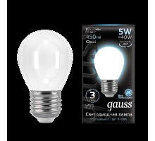 Лампа LED шар(G45) Е27  5Вт 4100К белый филамент opal Gauss Black