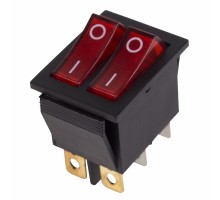 Кнопка-выключатель двухклавишныйавишный с подсв. 250V 16А (6с) ON-OFF красн+красн REXANT