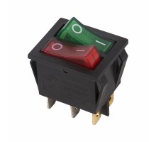Кнопка-выключатель двухклавишныйавишный с подсв. 250V 16А (6с) ON-OFF красн+зелён REXANT