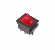 Кнопка-выключатель клавишный 250V 16А (6с) ON-OFF красный с подсветкой REXANT