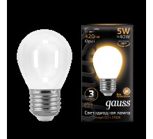 Лампа LED шар(G45) Е27  5Вт 2700К белый opal Gauss Black
