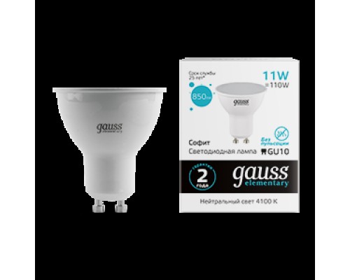 Лампа LED PAR16 GU10 11Вт 4100K матовая Gauss Elementary