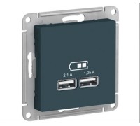 AtlasDesign изумруд Розетка USB-заряд. 5В, 1,05А+2,1А