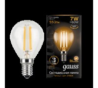Лампа LED шар(G45) Е14  7Вт 2700К Филамент 230V Gauss Black