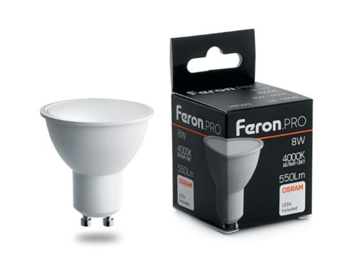 Лампа LED PAR16 GU10  8Вт 4000К (LB-1608) Feron.PRO OSRAM