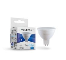 Лампа LED MR16 GU5.3  6Вт 4000K диммируемая матовая VOLTEGA
