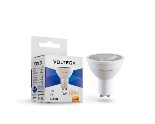 Лампа LED PAR16 GU10  6Вт 2800К диммируемая линзованая VOLTEGA