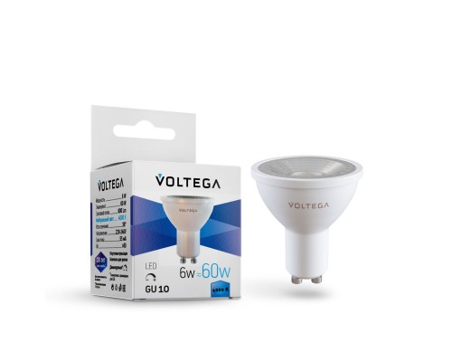 Лампа LED PAR16 GU10  6Вт 4000К диммируемая линзованая VOLTEGA