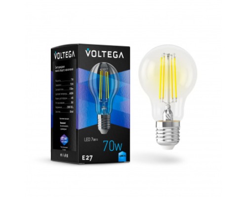 Лампа LED шар(A60) Е27  7Вт 4000К филамент VOLTEGA