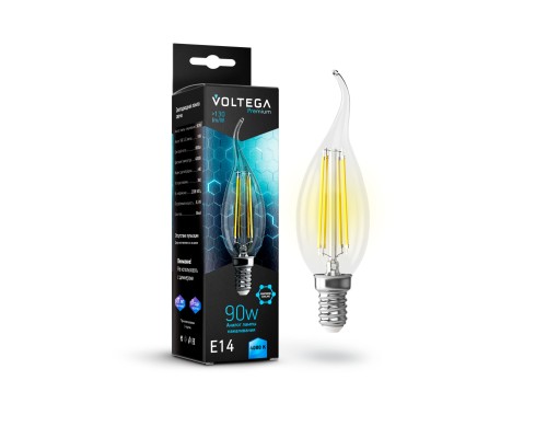 Лампа LED свеча на ветру Е14  9Вт 4000К филамент графен VOLTEGA