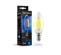 Лампа LED свеча(C37) Е14  6Вт 4000К филамент VOLTEGA