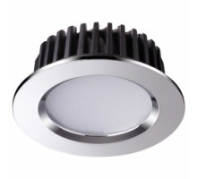 Светильник LED встр. Drum, 10Вт, 3000К, IP20, хром, алюминий/полимер  Novotech