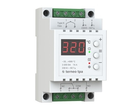 Терморегулятор на DIN-рейку terneo tpa 3 мод без датчика (диап. -35 +999°С)